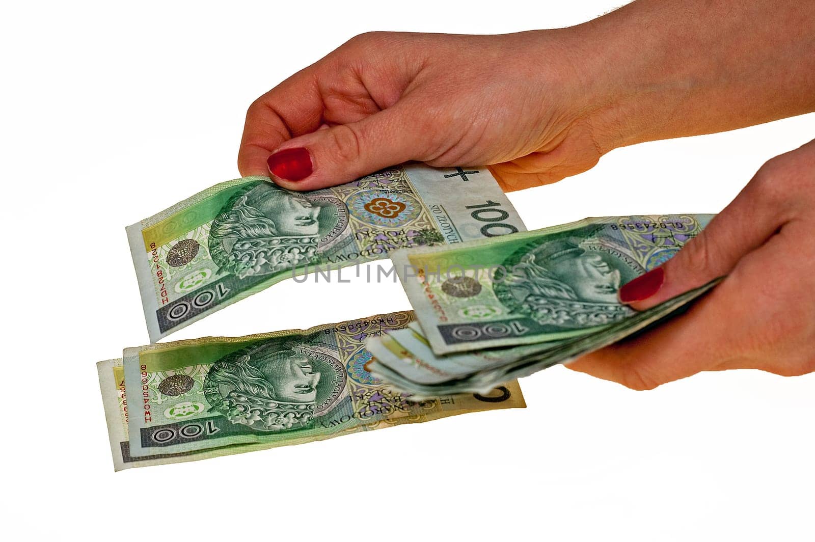Conversion of cash notes on a white background