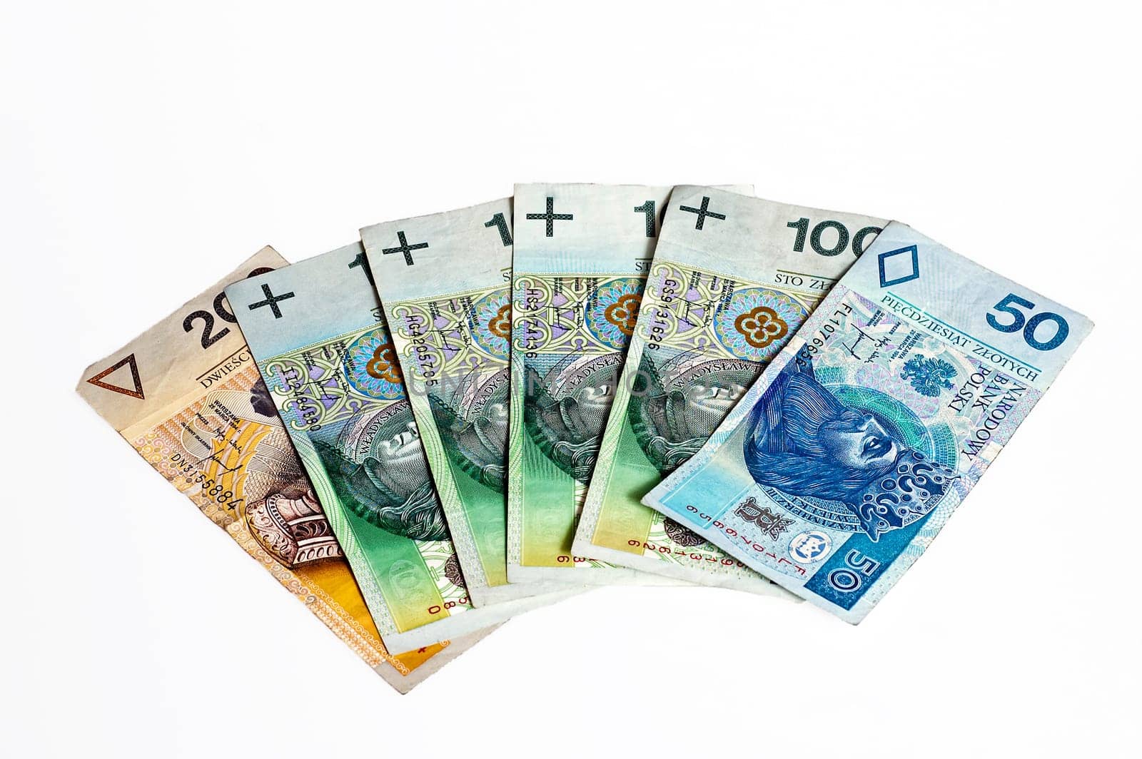 Polish money on the white background