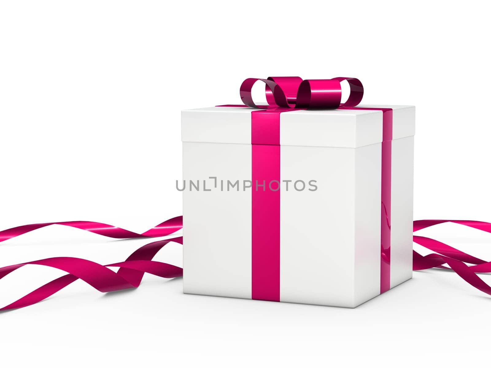 Christmas gift box white with pink ribbon