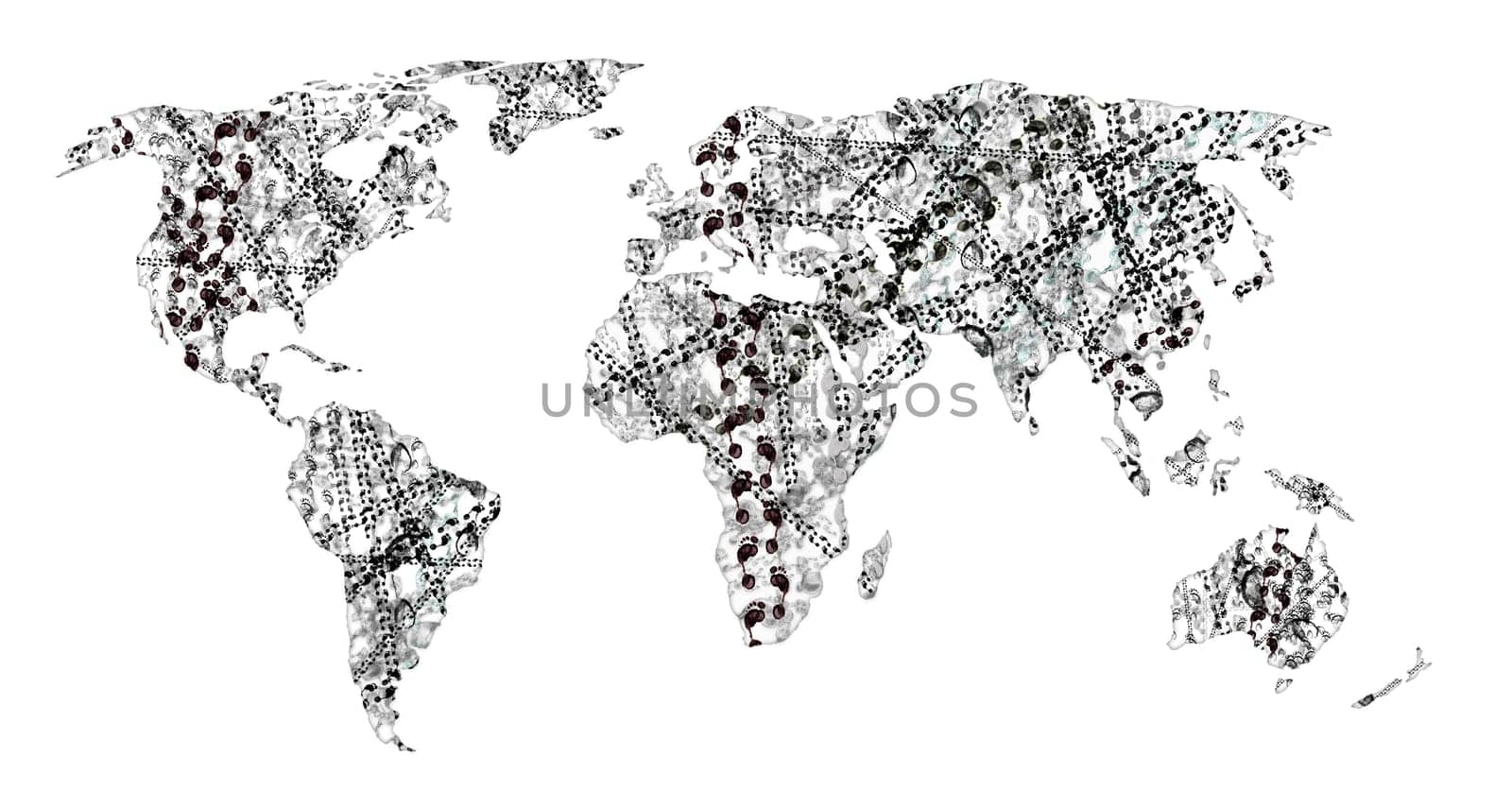 Abstract image of the human tracks on the world - world-traveling