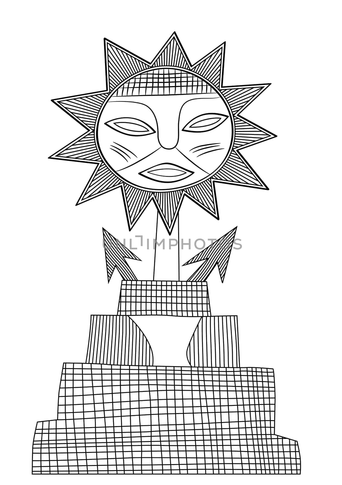 Illustration of the God of Sun - God of the pre-Columbian civilization
