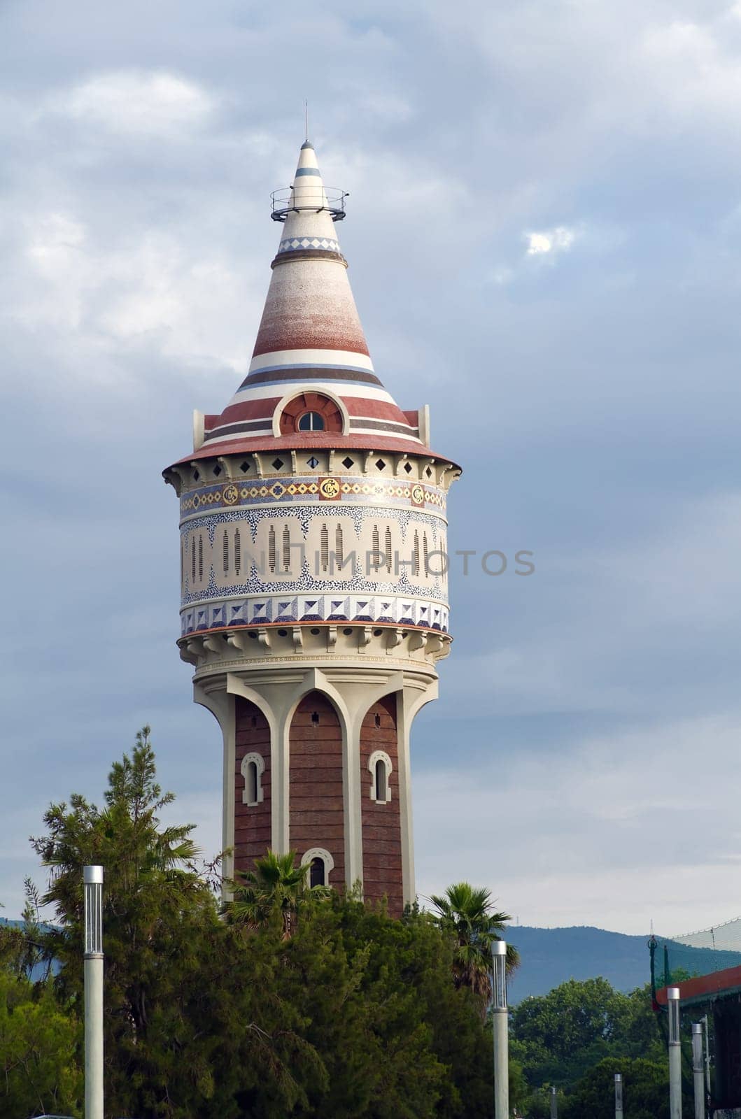 Water tower Catalan Society, Josep Domenech Estapà, modernist exterior decoration. Built in 1905