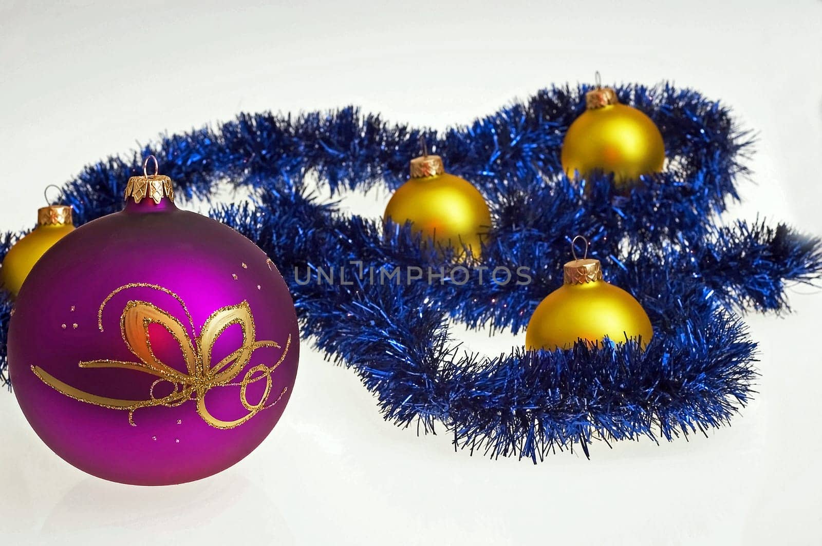 Christmas glass ball decoration on white background
