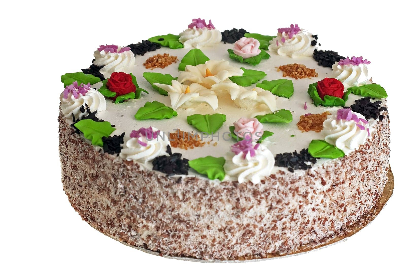 White Wedding Cake with Red Roses