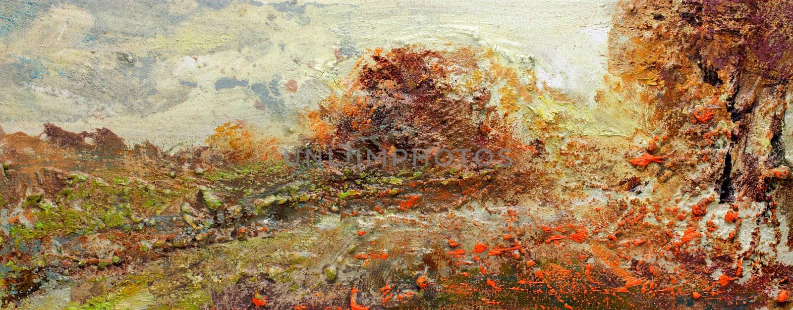 Autumn landscape painted on canvas