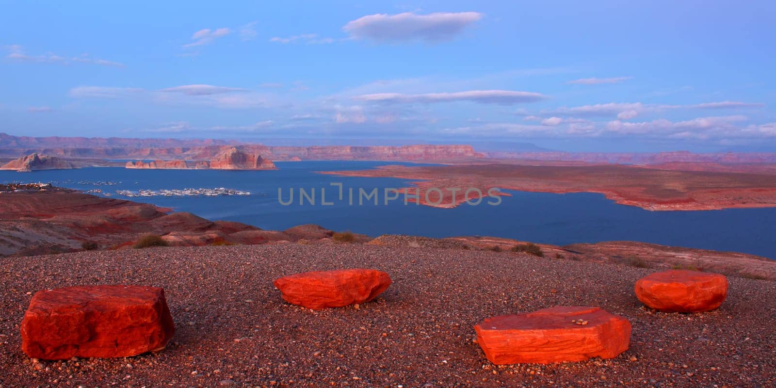 Twilight over Lake Powell in Glen Canyon National Recreation Area.