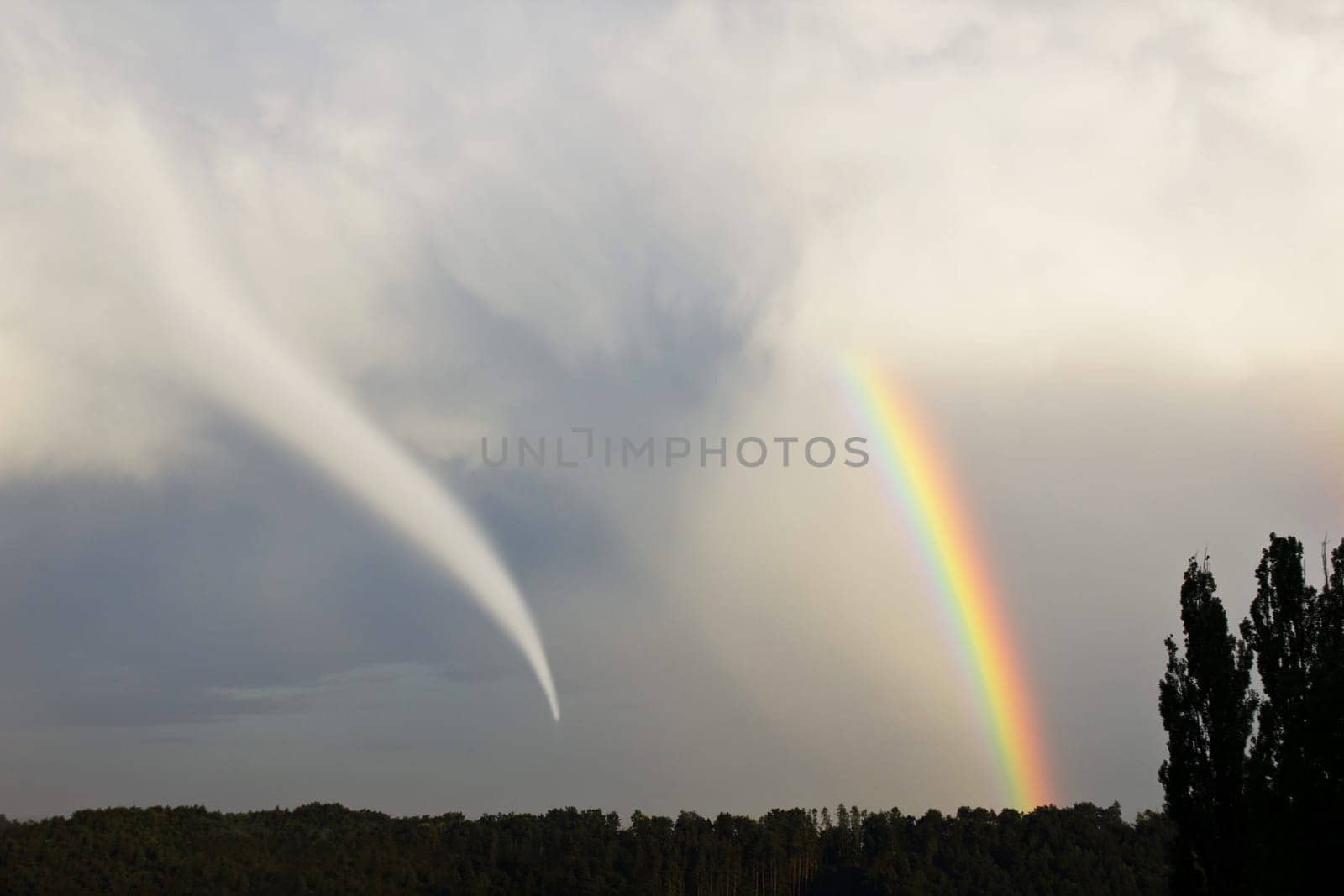 Tornado with rainbow