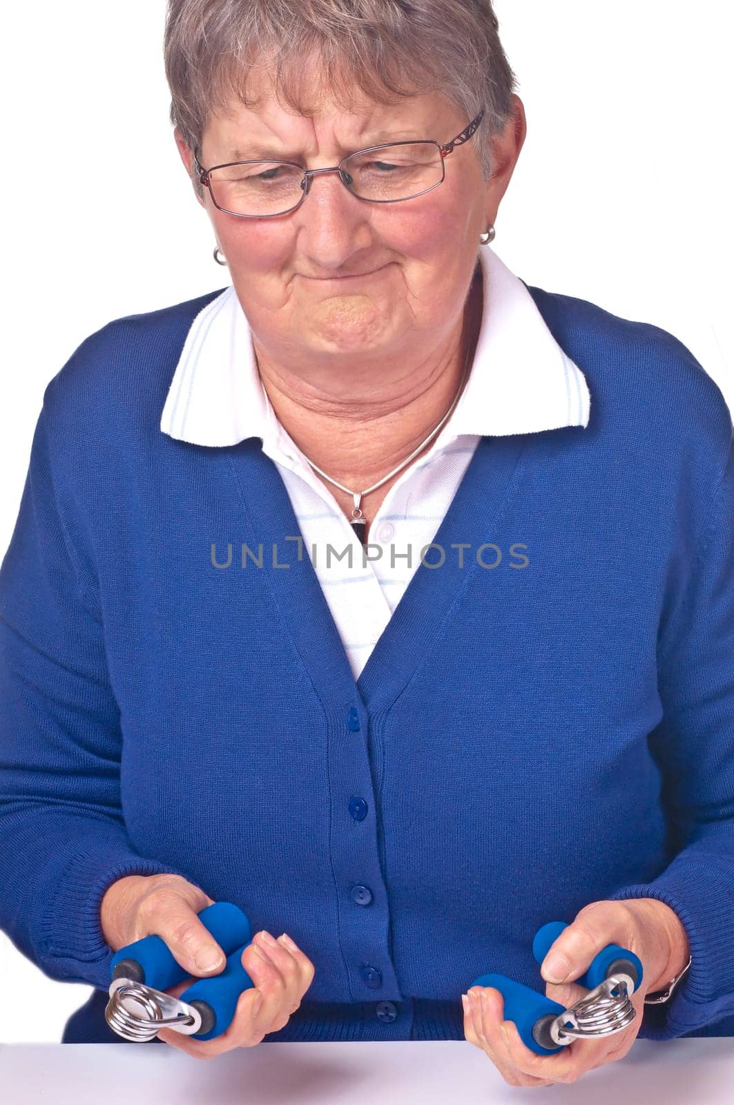 Senior woman trains