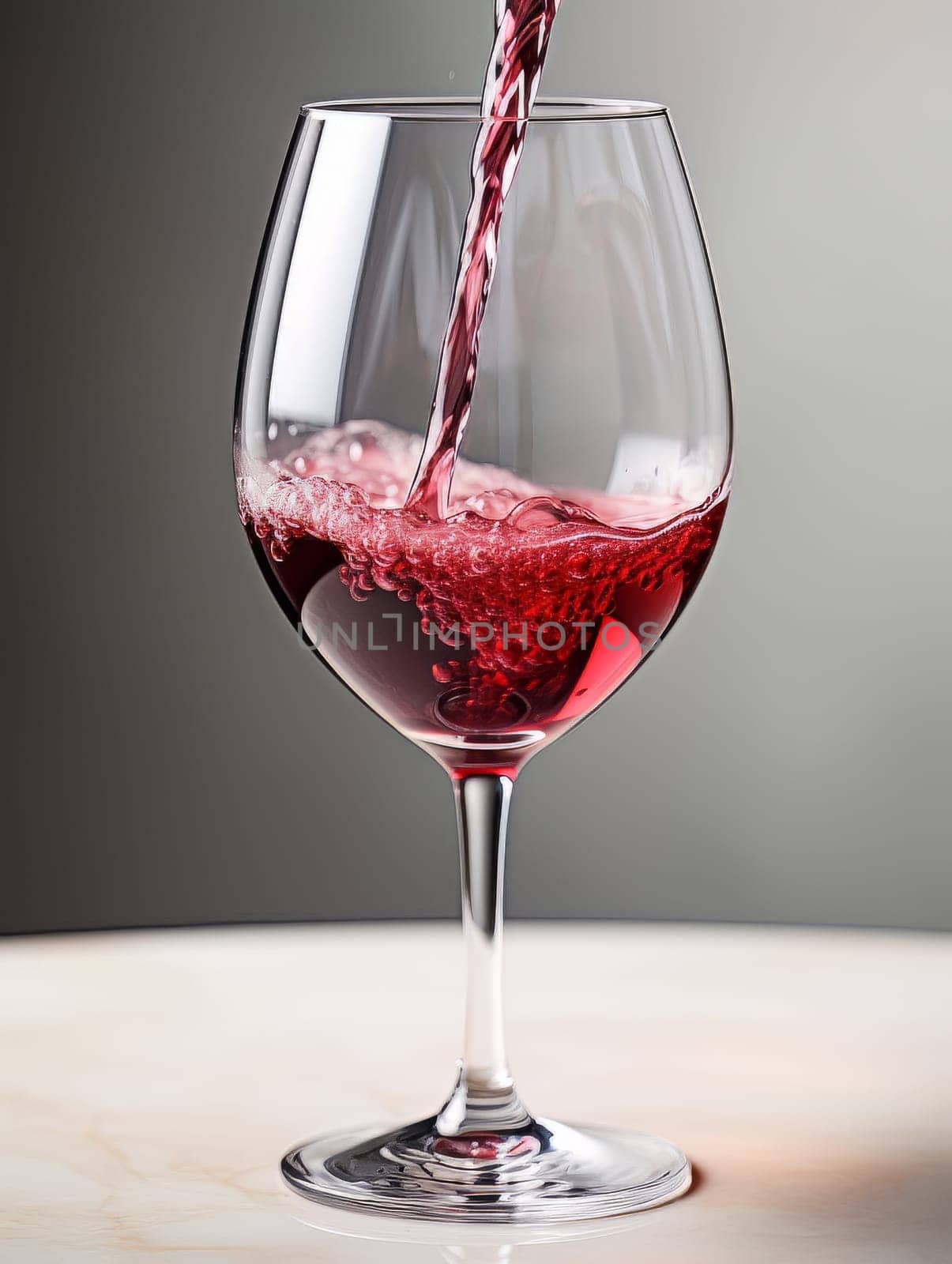 Red wine pours from a bottle into a glass AI by but_photo