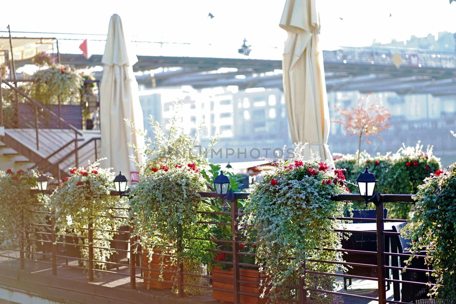 Walk along the Vistula River Decorated summer cafes