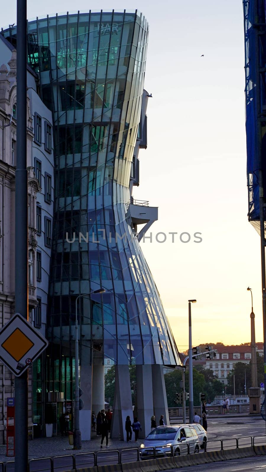 PRAGUE - September 22, 2023. Modern building, also known as the Dancing House, designed by Vlado Miluni and Frank O. Gehry. by aprilphoto