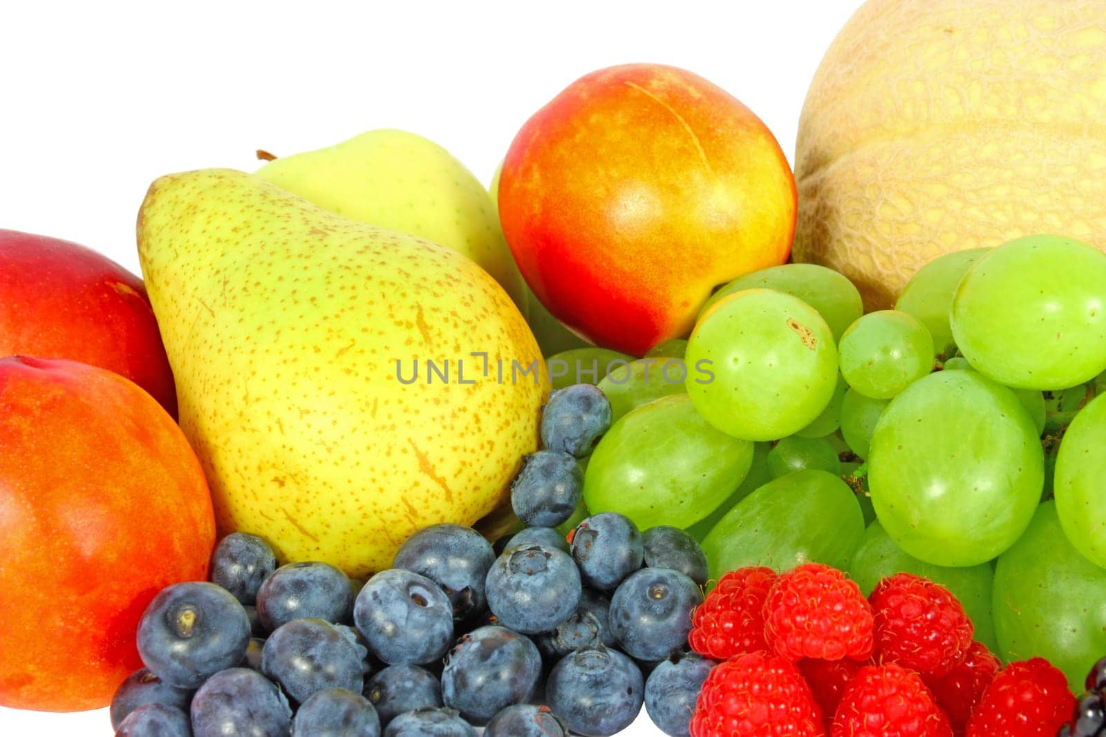 Mix of juicy fruit  isolated on white