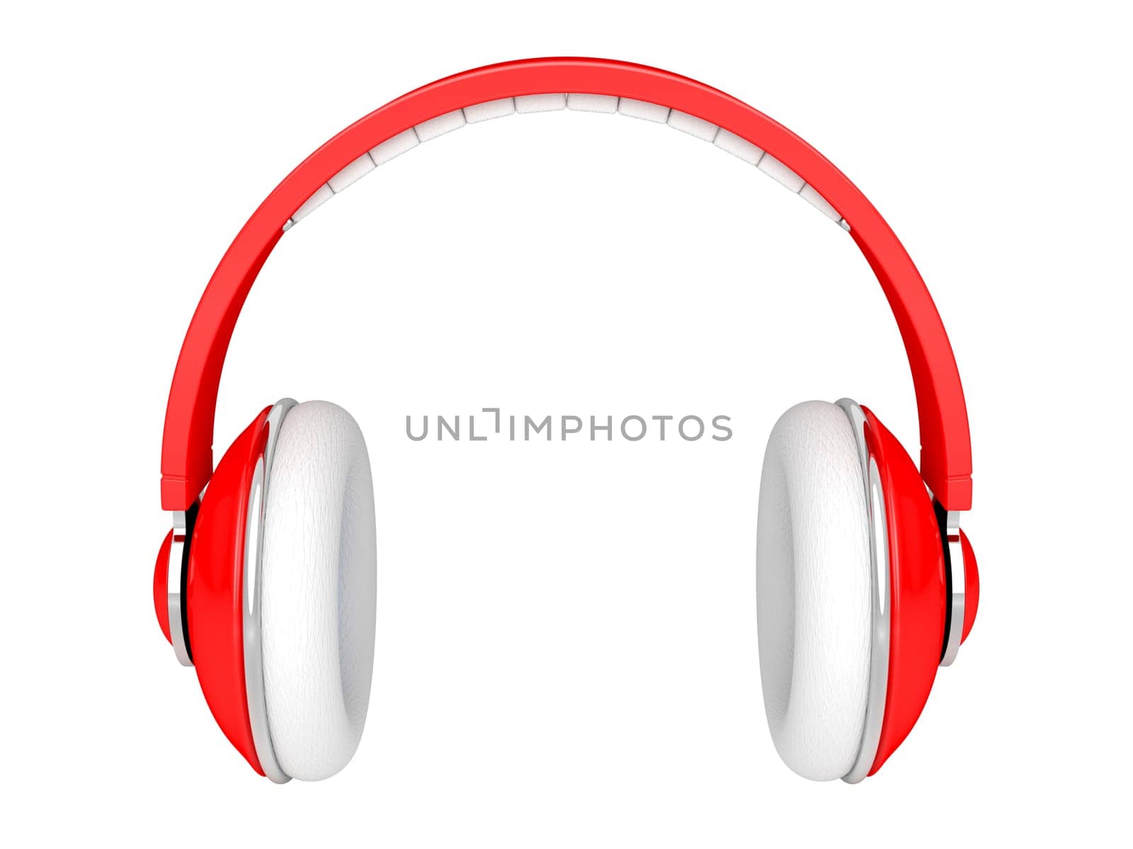 Red DJ headphones isolated on white