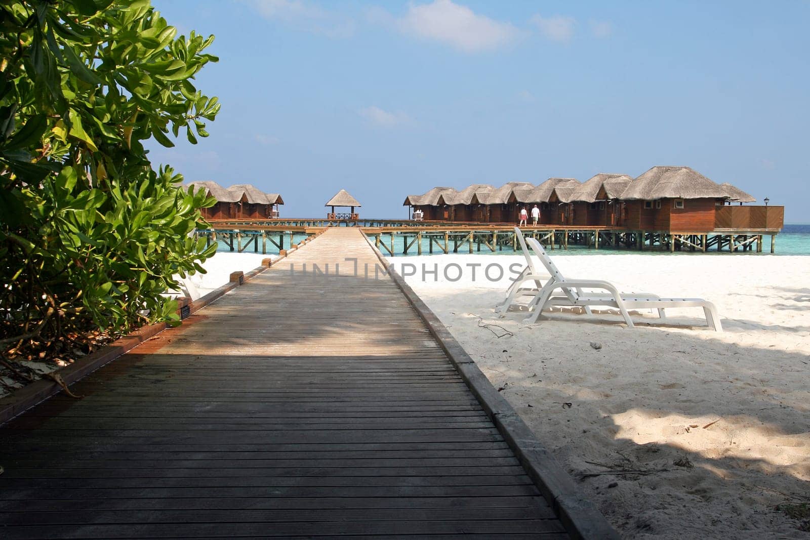 Water bungalows on a Maldives island