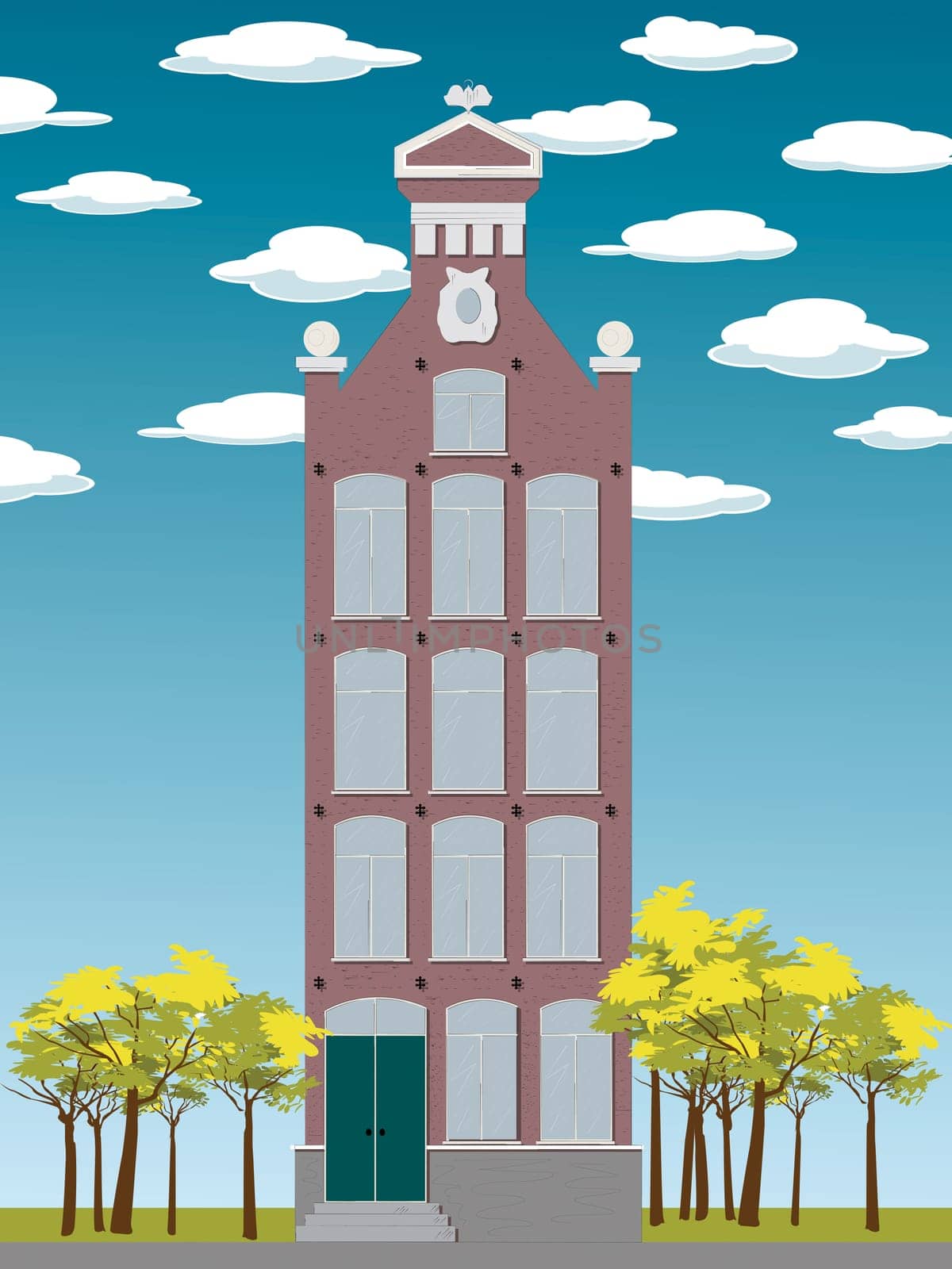 Old house Amsterdam style, graphic design