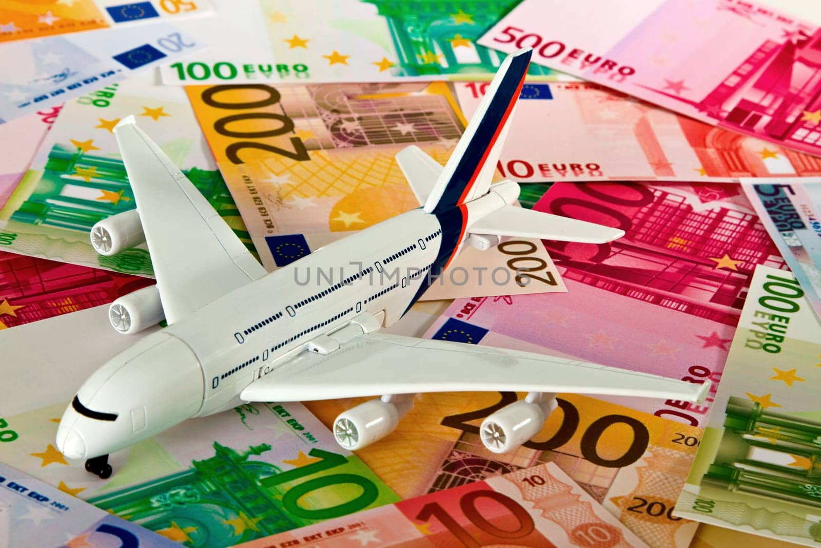 Banknotes with model airplane