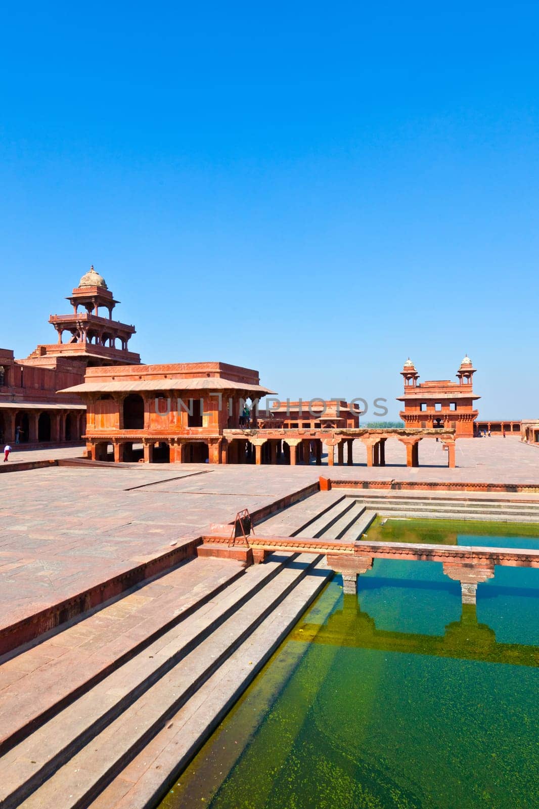Fatehpur Sikri, India. It is a city in Agra district in India. It was built by the great Mughal emperor, Akbar beginning in 1570.