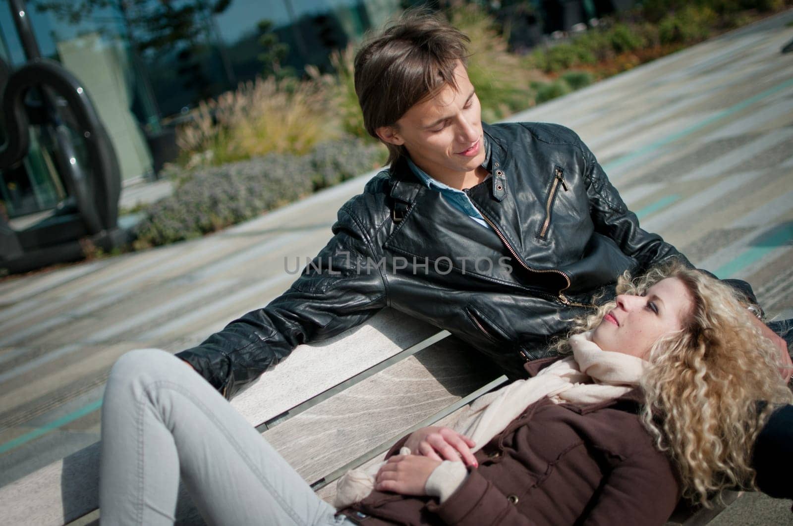 Happy young couple outdoor