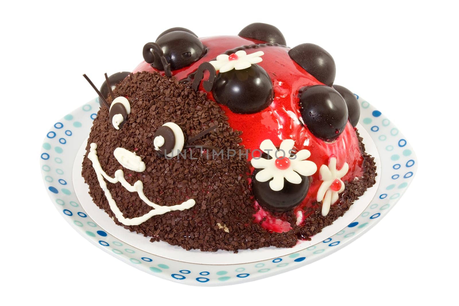 Ladybird cake isolated over a white background