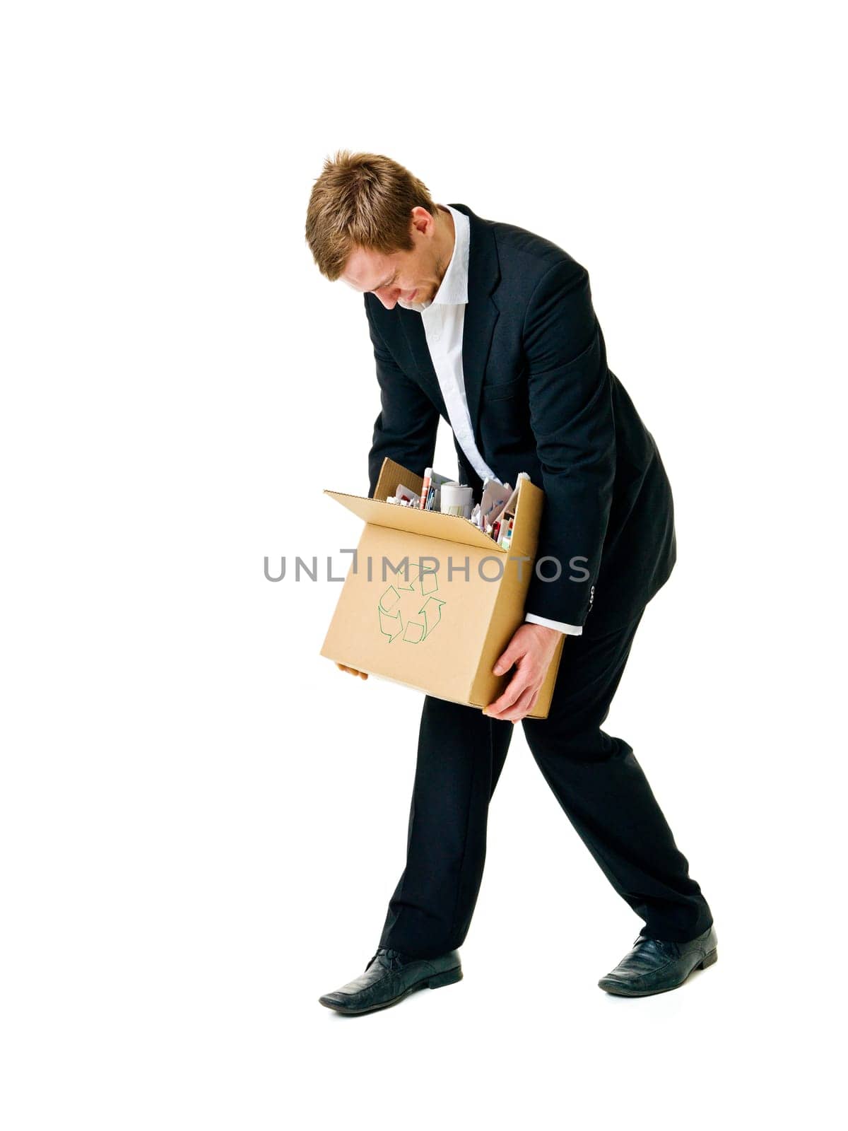 Recycling man isolated on white background
