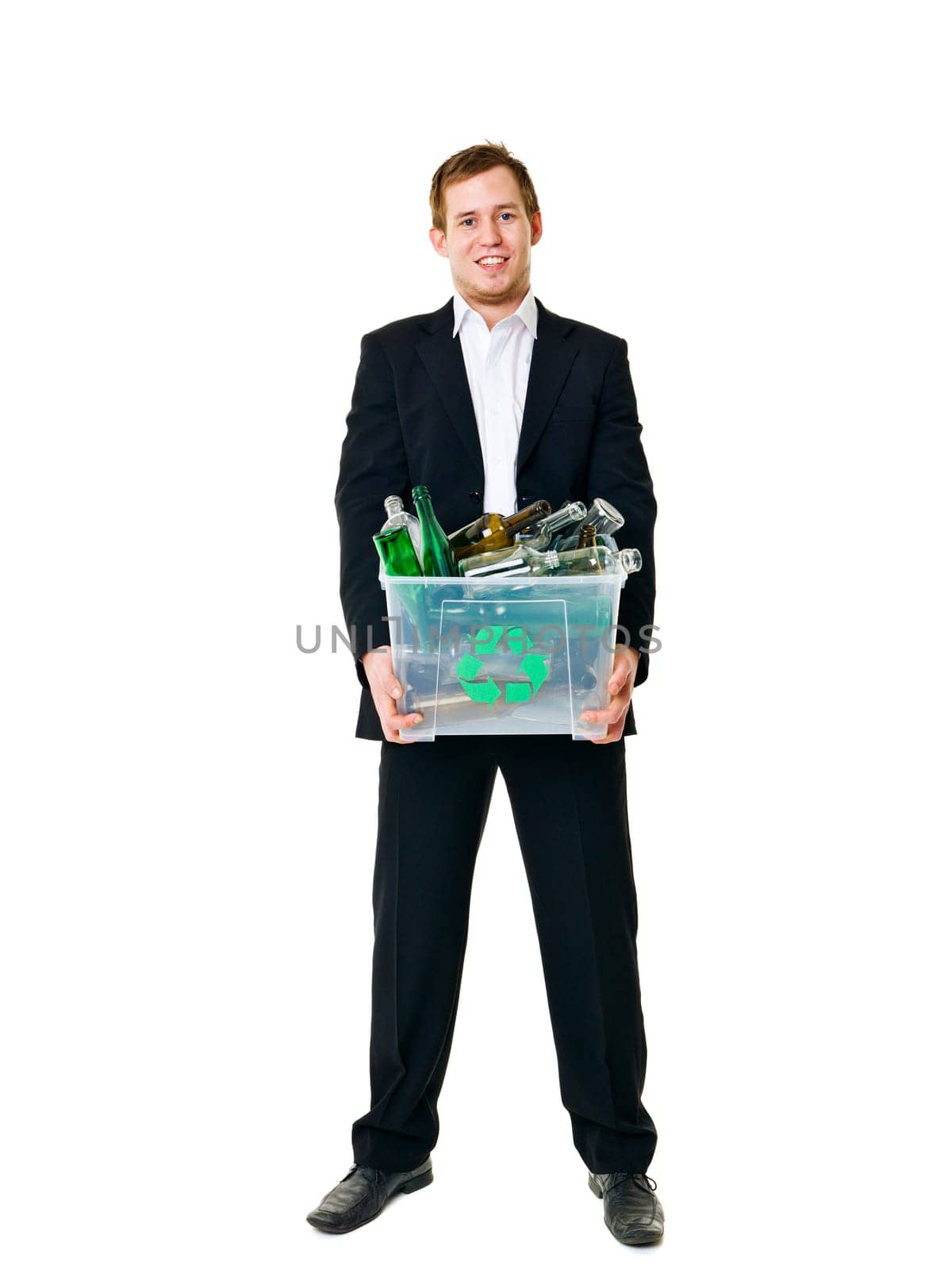 Recycling man isolated on white background