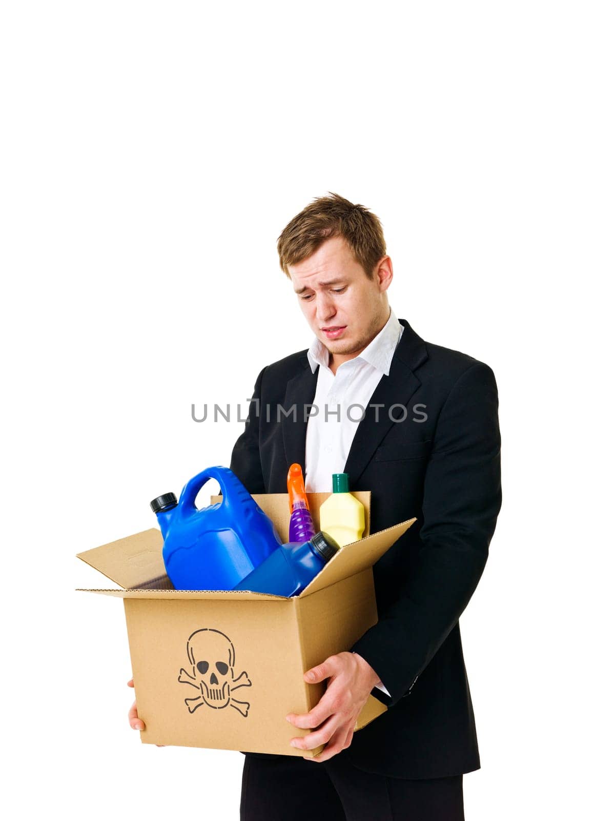 Recycling man isolated on white background