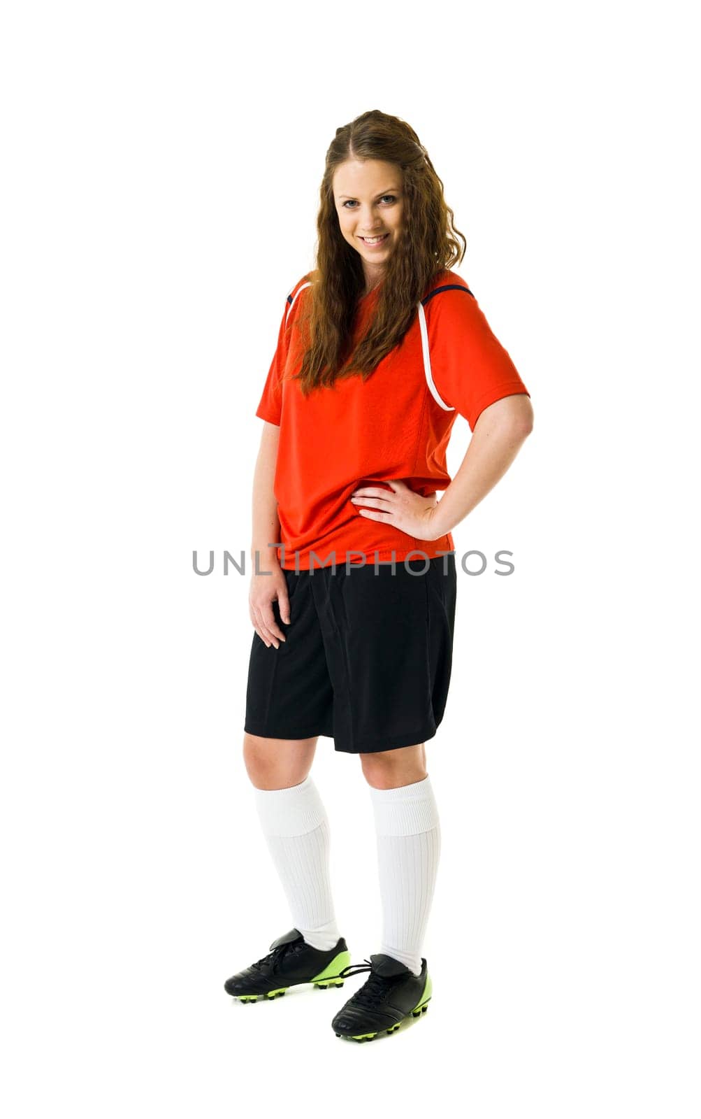 Soccer Woman isolated on white background