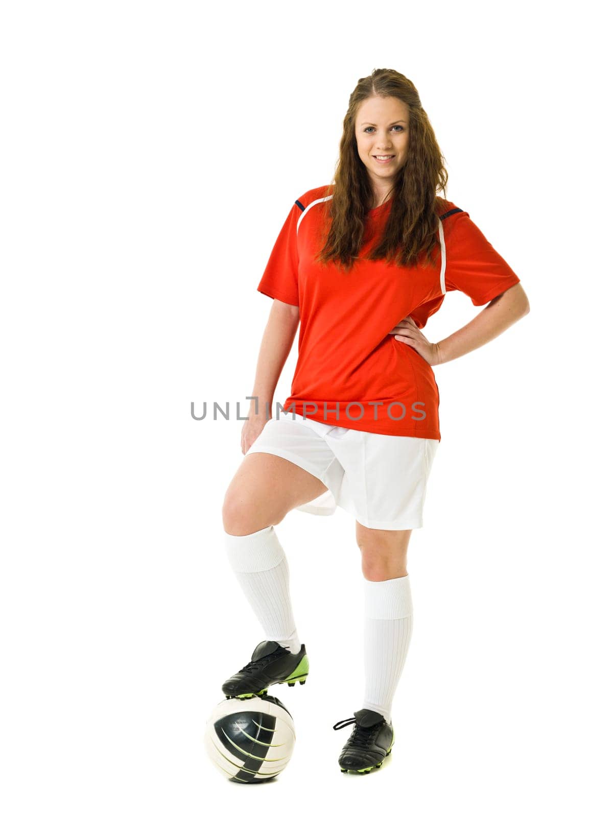 Soccer Woman isolated on white background