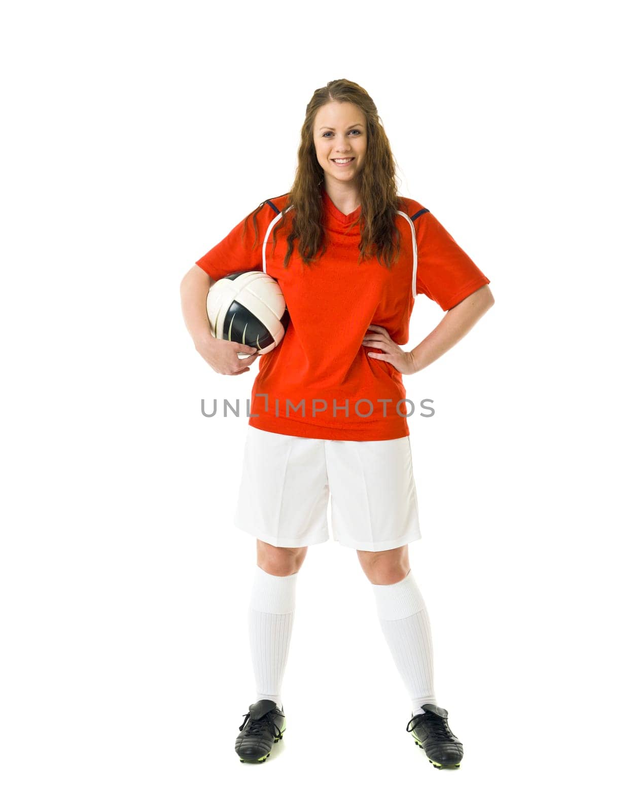 Soccer Woman isolated on white background