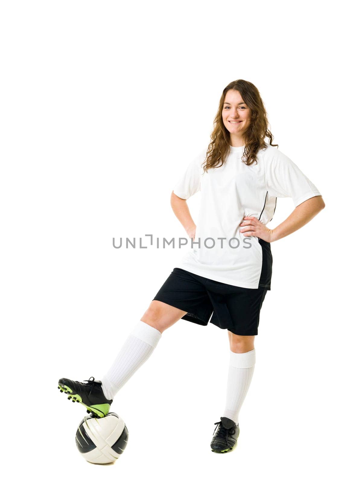 Soccer woman isolated on white background