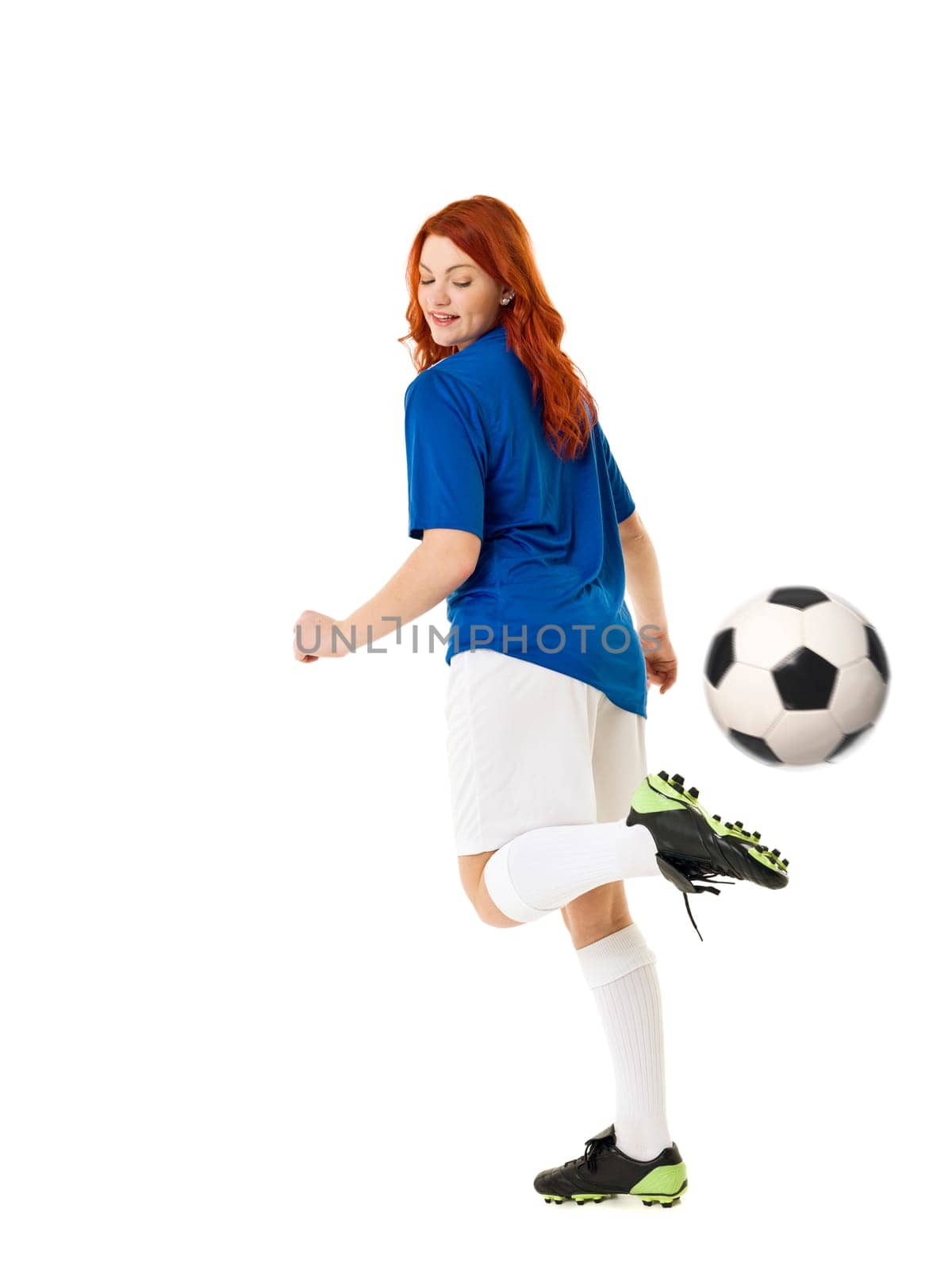 Soccer woman isolated on white background