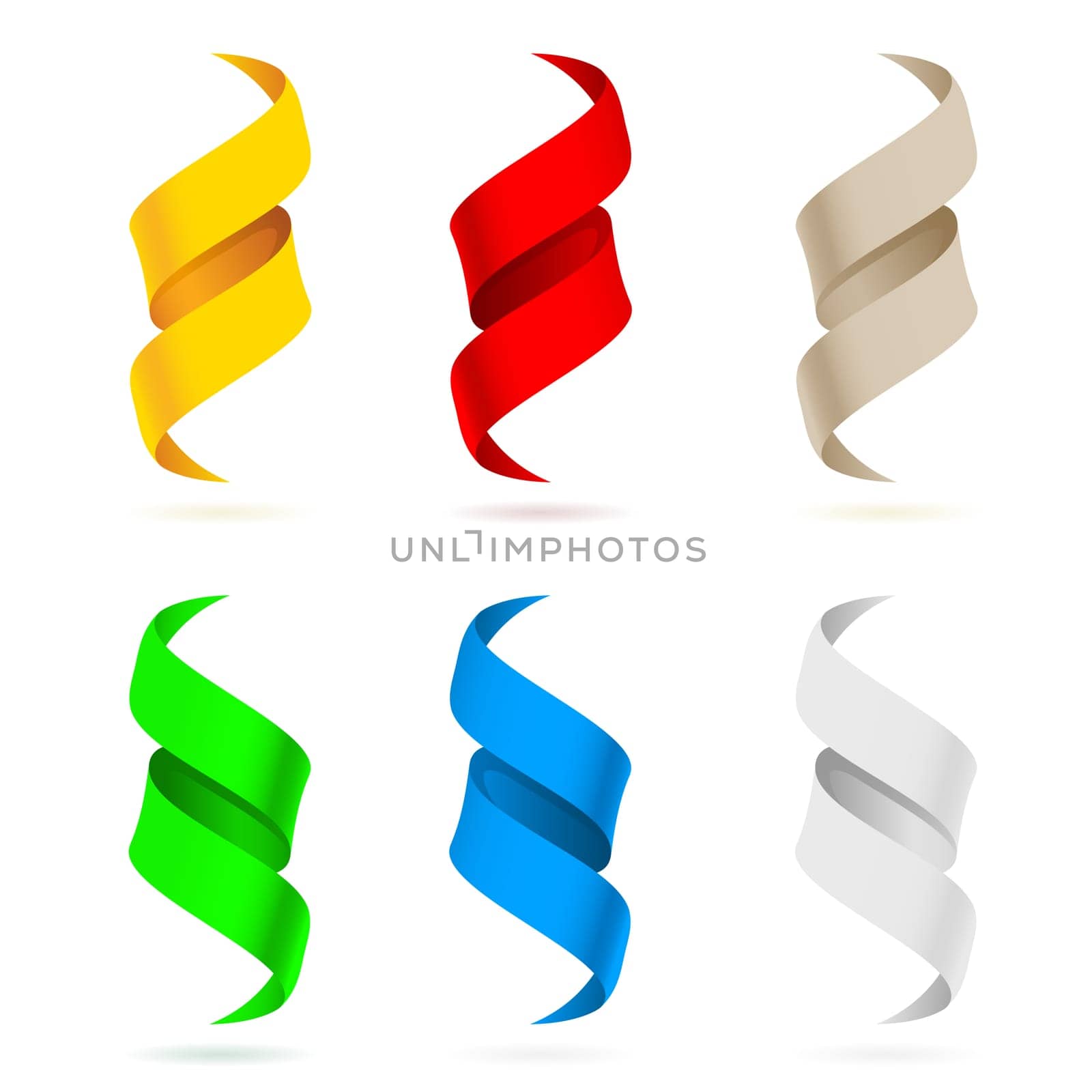 Many beautiful colored ribbons. Illustration on white background for design