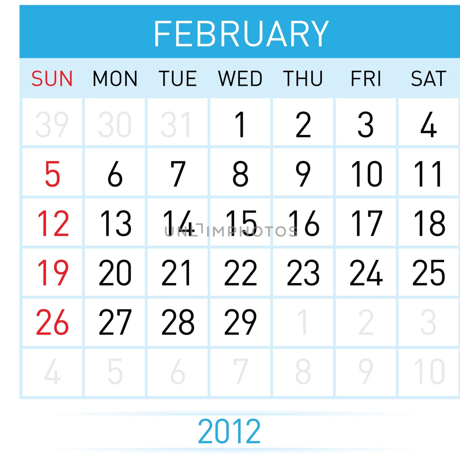 February Calendar. Illustration on white background for design