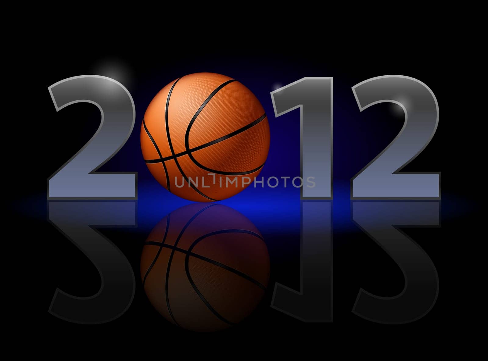 Twenty Twelve year. Basketball. Illustration on black background
