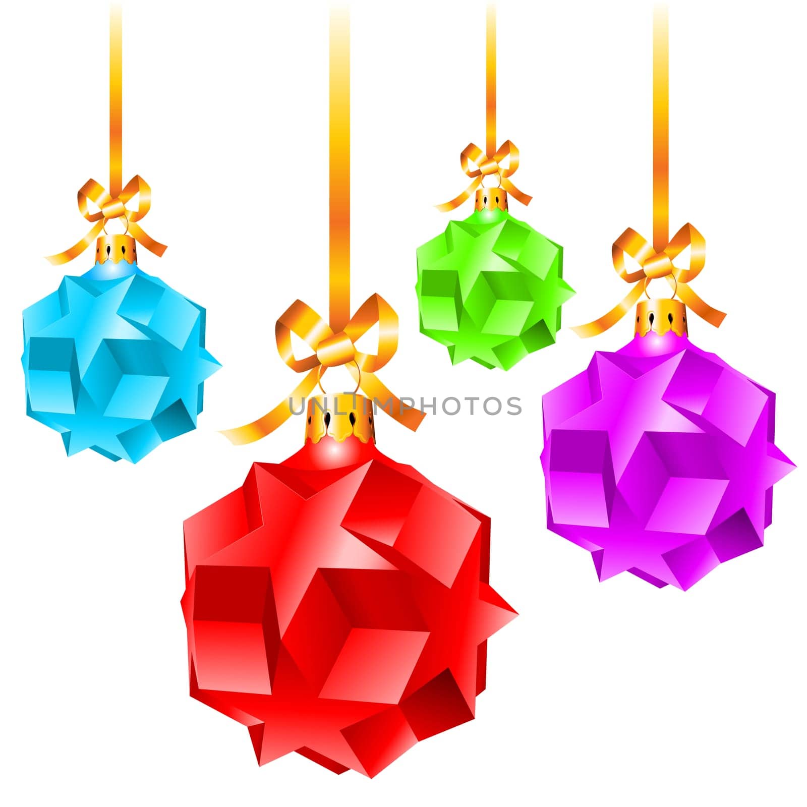 Abstract colorful Christmas decorations.  Illustration on white background