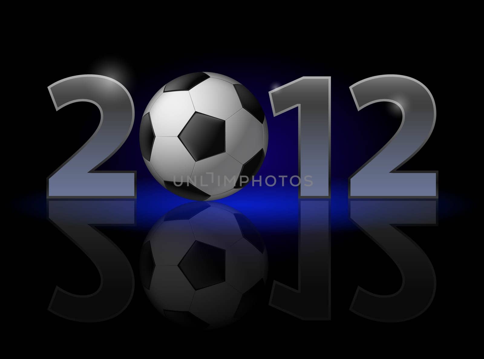 Twenty Twelve year. Football. Illustration on black background