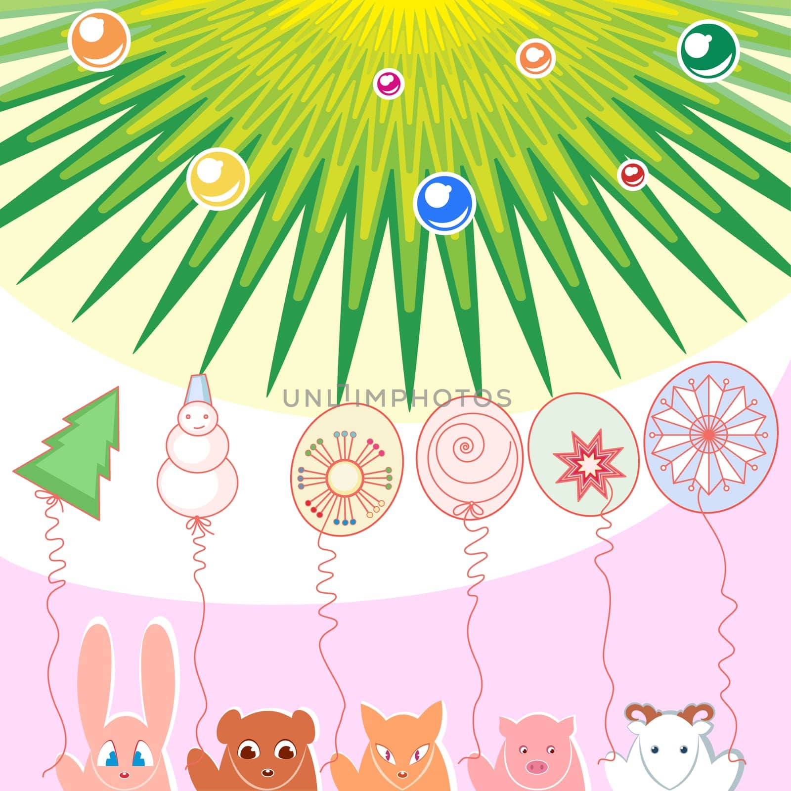 New Year background of balloons illustration designer toys