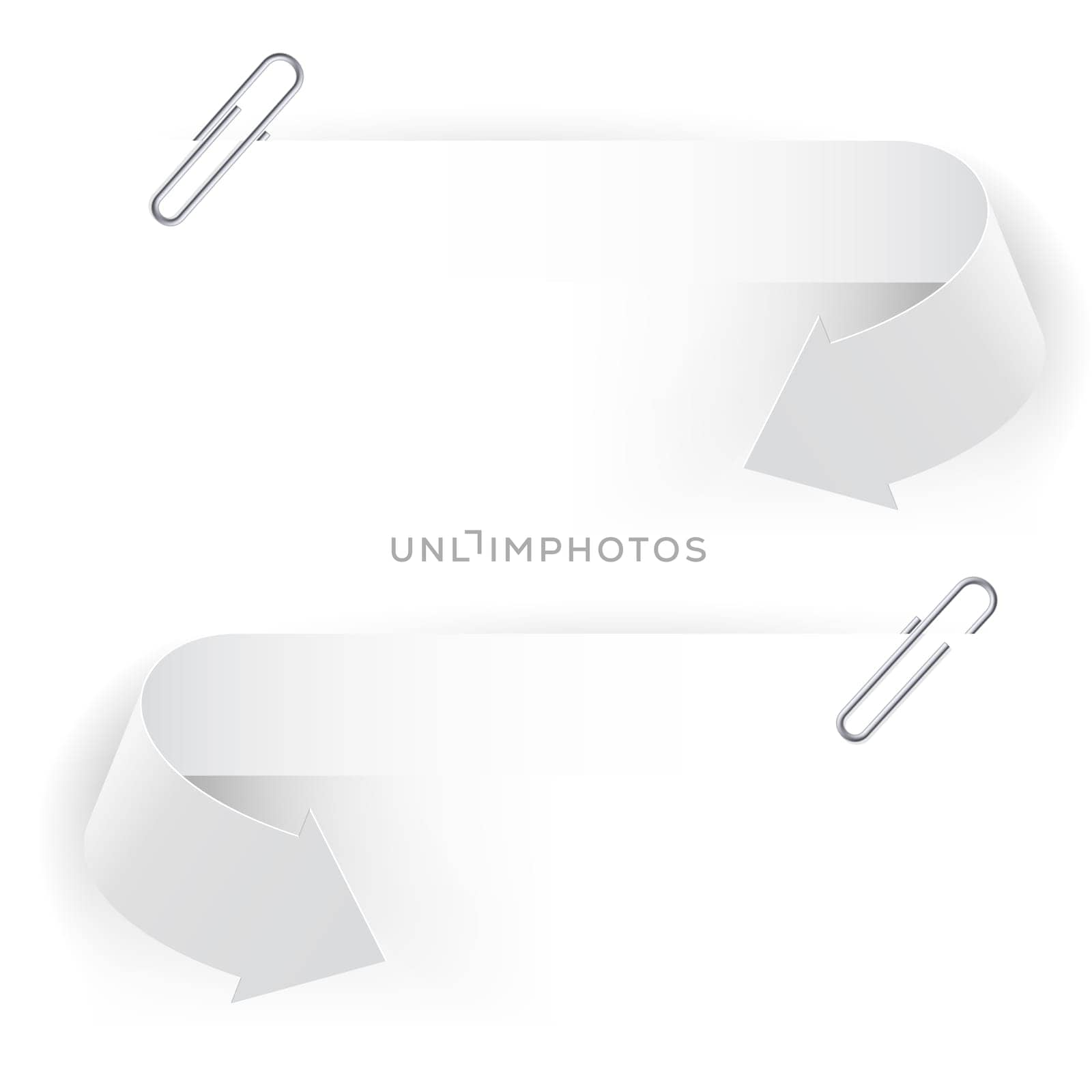 Realistic Clips and Arrows. Illustration on white background.