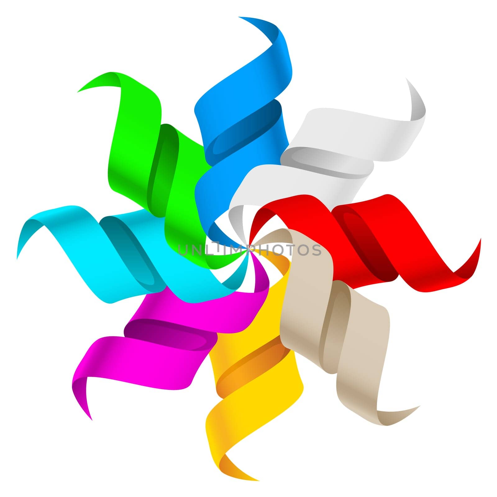 Abstract ribbons on a white background for design.