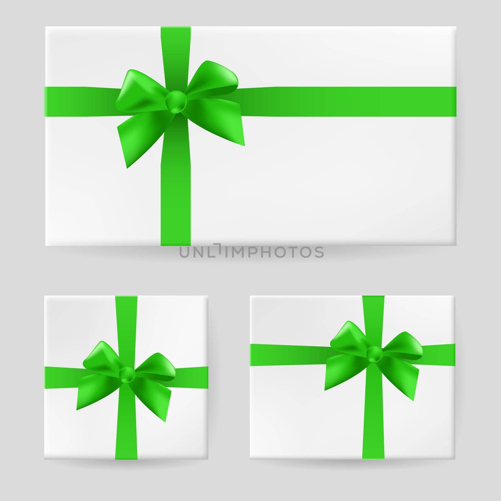 Green gift bow. Illustration on gray background for design