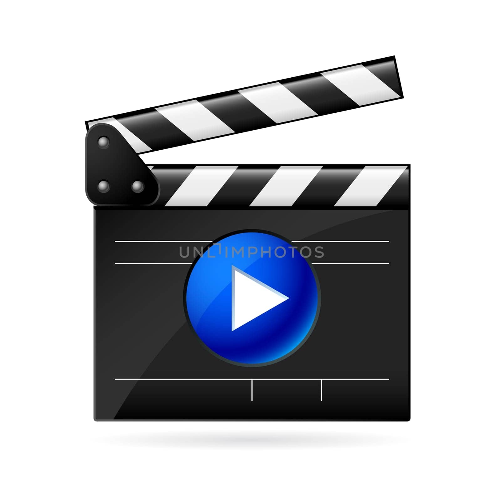 Open movie clapboard on white background. Illustration on white background