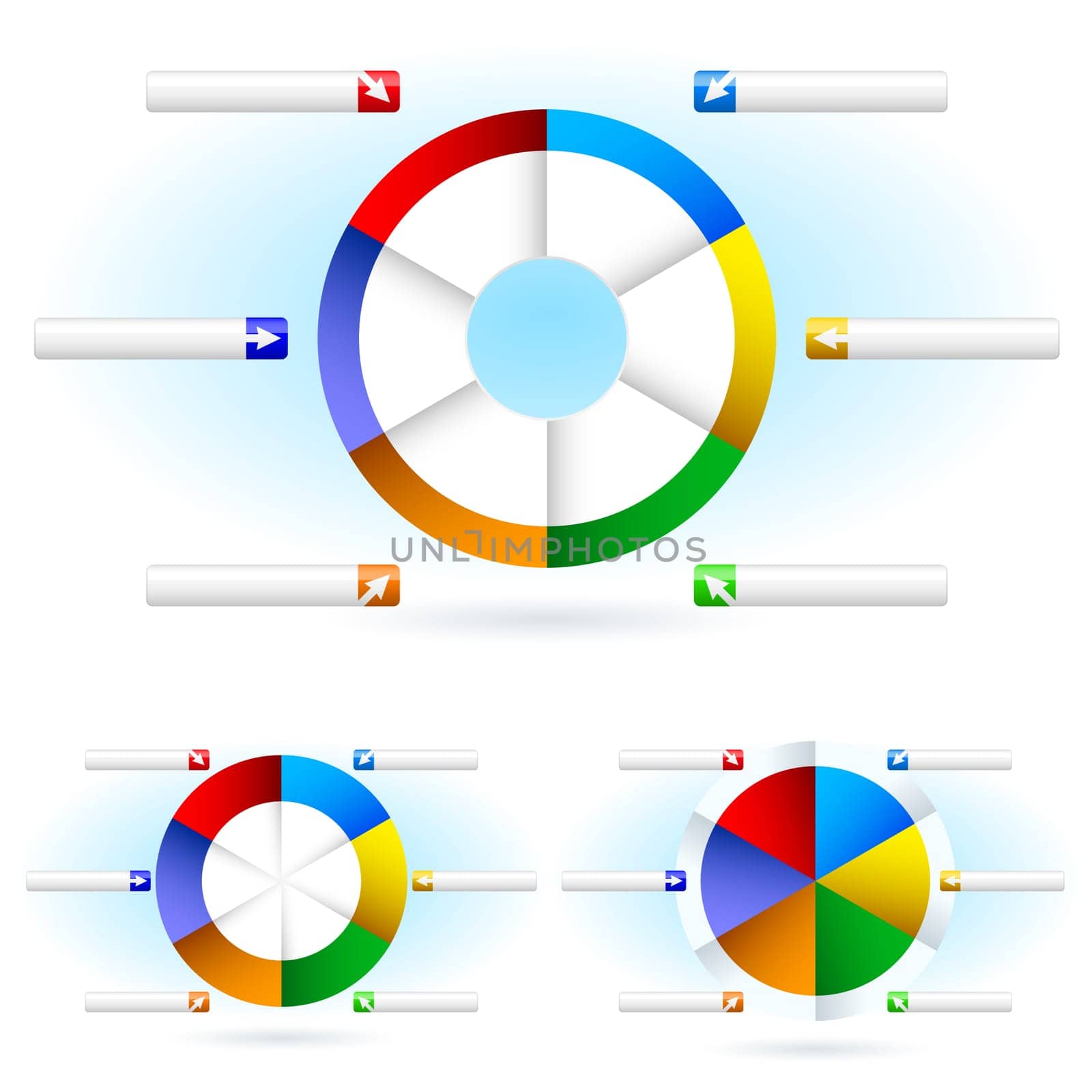 Pie charts. Illustration for design on white background