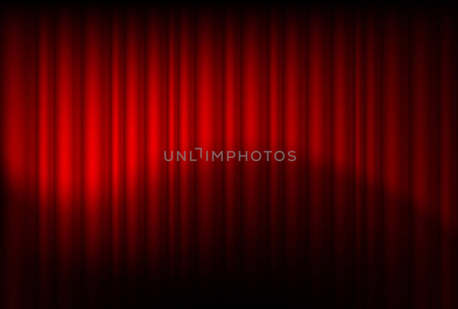 Red drapes reflected. Illustration of the designer