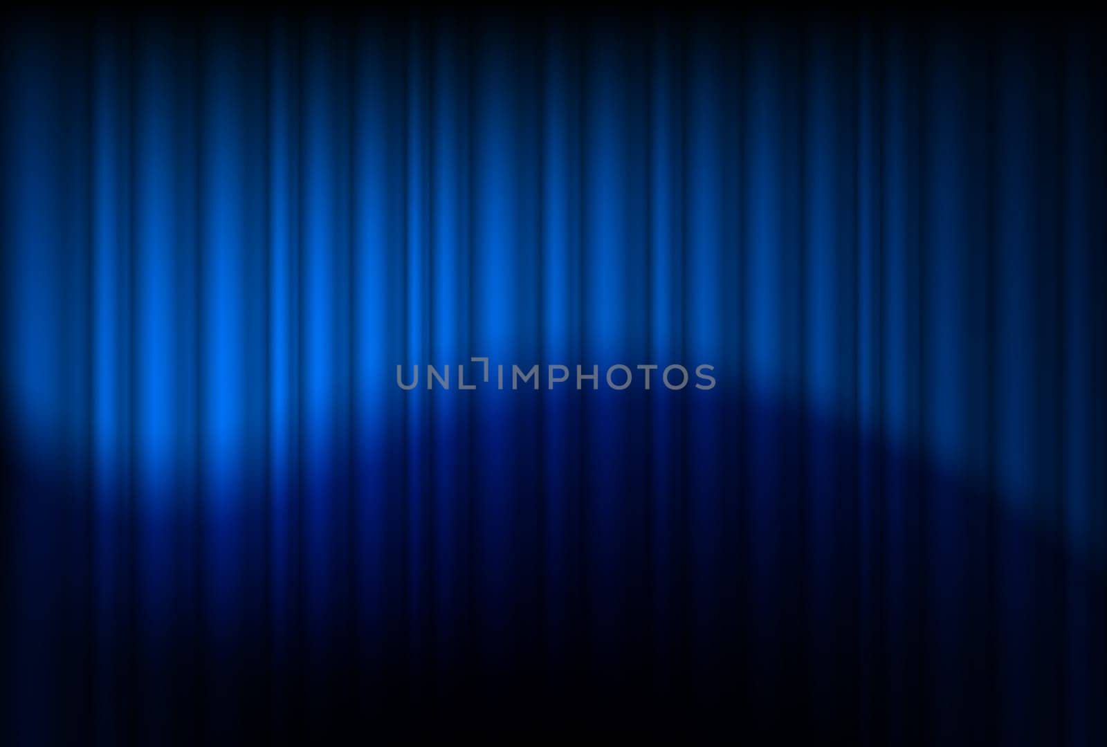 Blue drapes reflected. Illustration of the designer