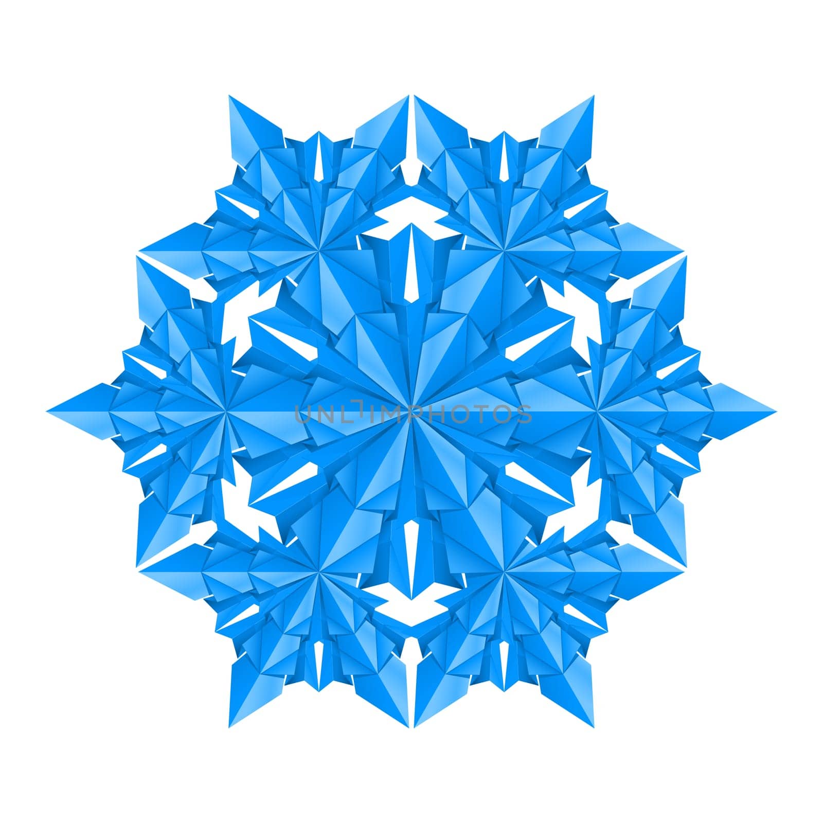 Blue paper snowflake on a white background