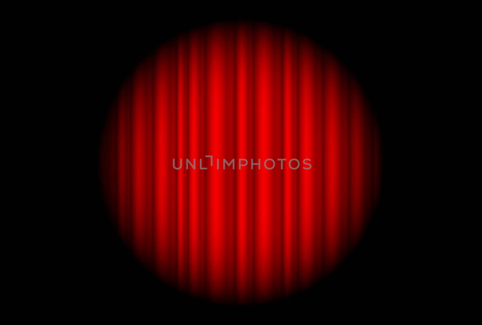 Stage with red curtain and big spot light.  Illustration of the designer