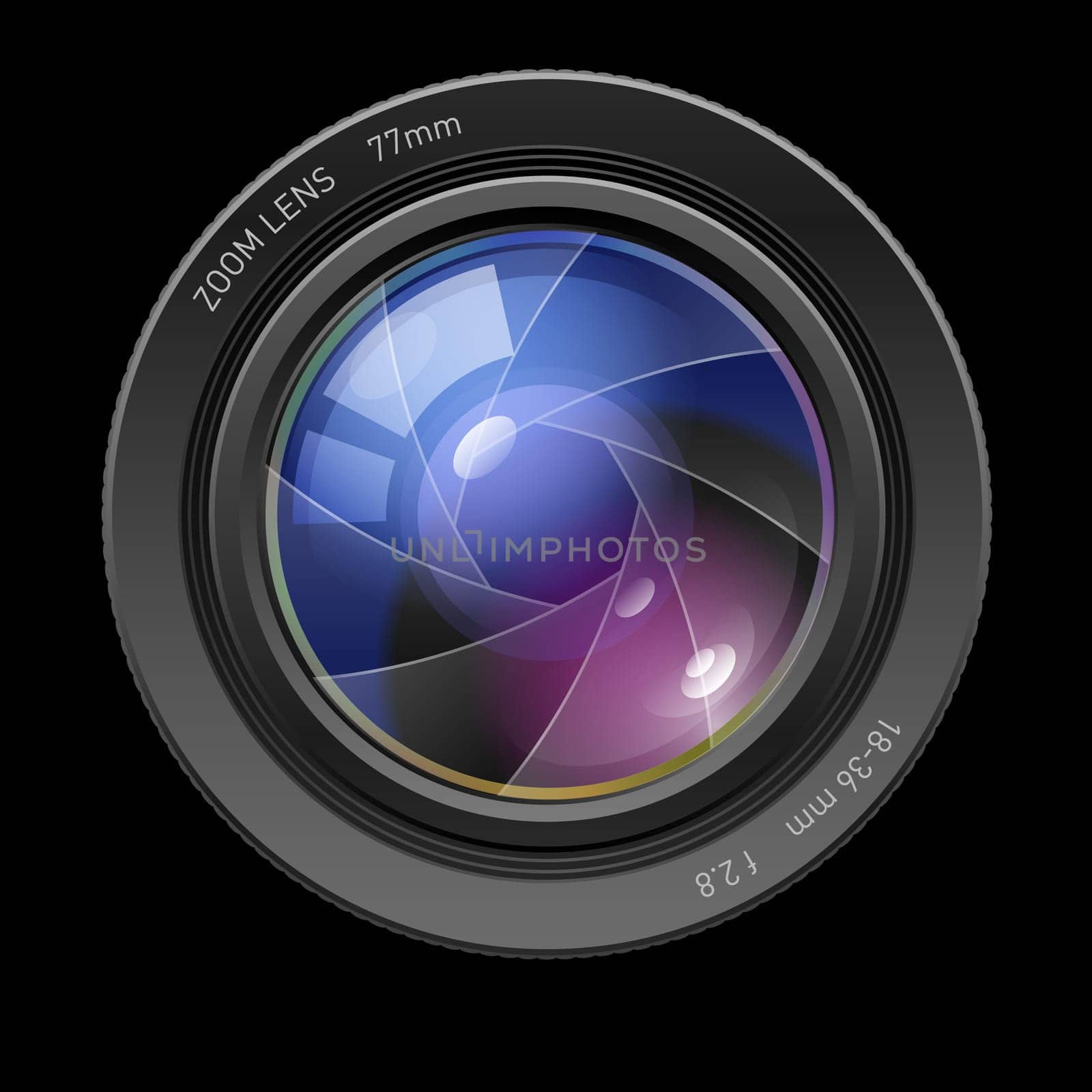 Photo lens. Illustration on black background for design