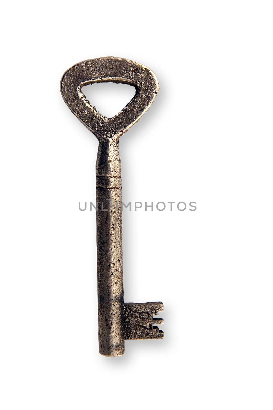 very old key on white background  number 28 on it
