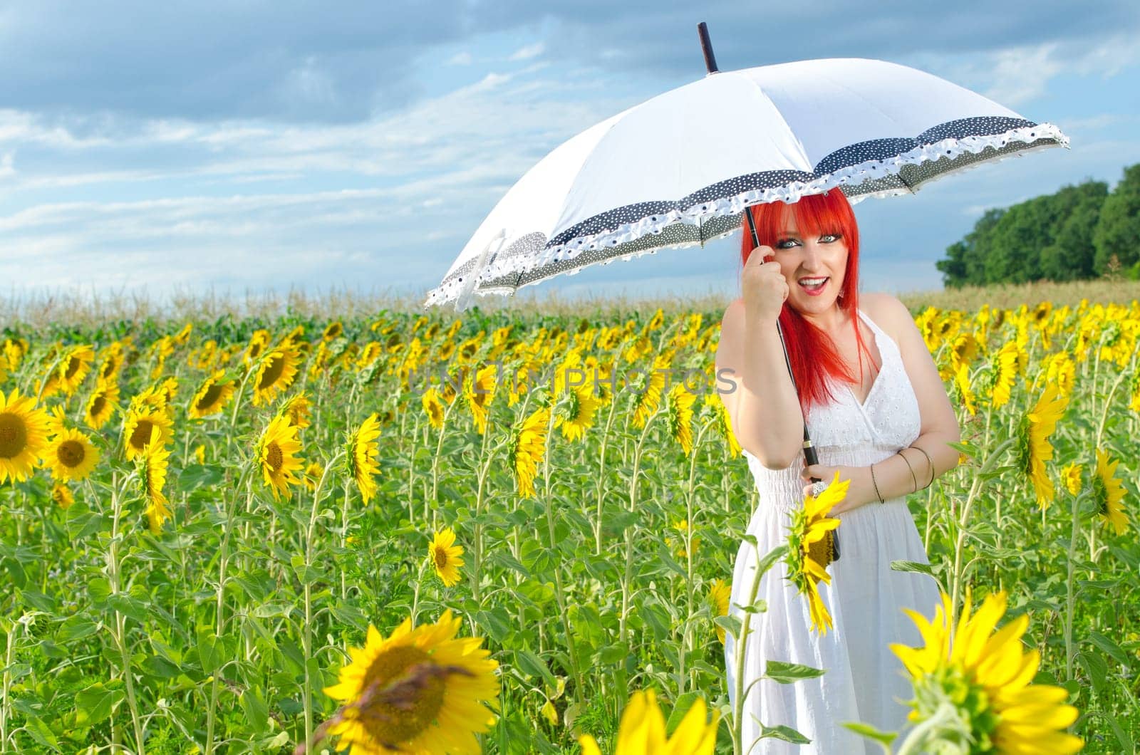 Feminine nature of a young girl in a bright day