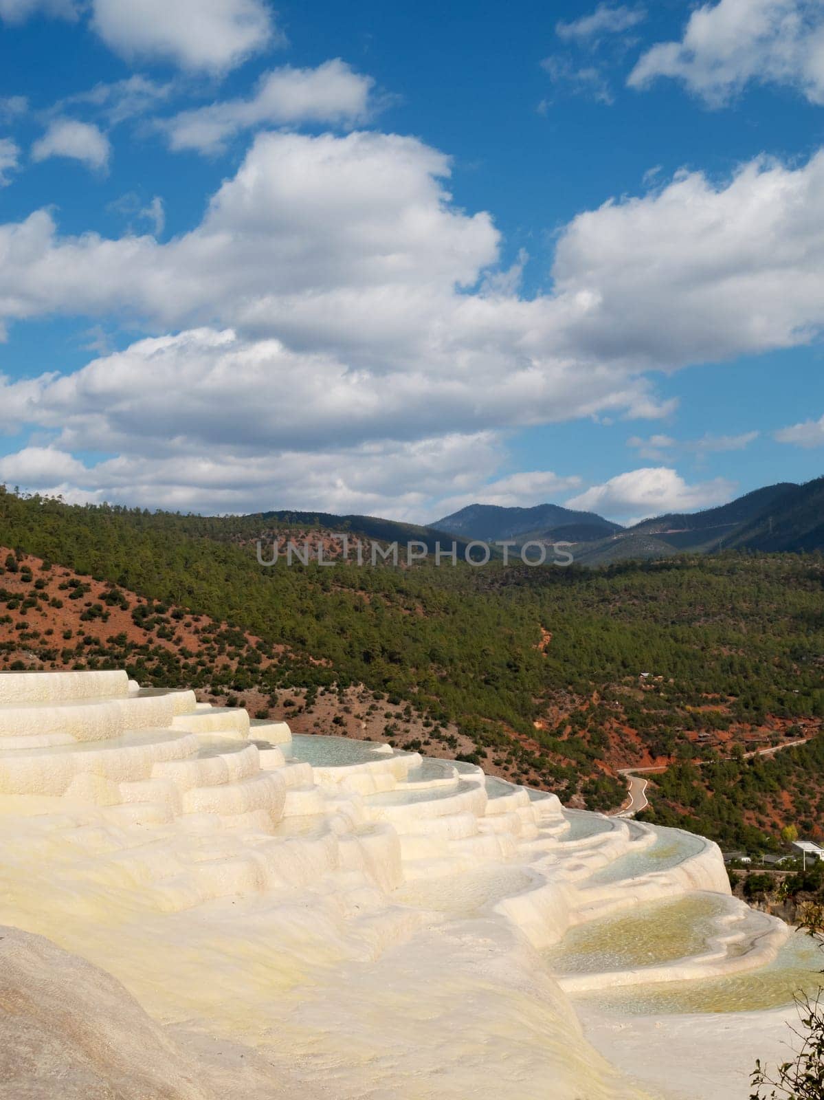 Limestone terraces Baishuitai,China,landmark in the Yunnan region
